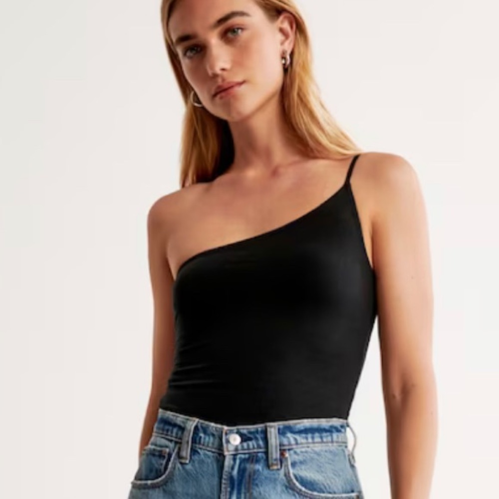 Abercrombie & Fitch Cotton Seamless Fabric One Shoulder Tank